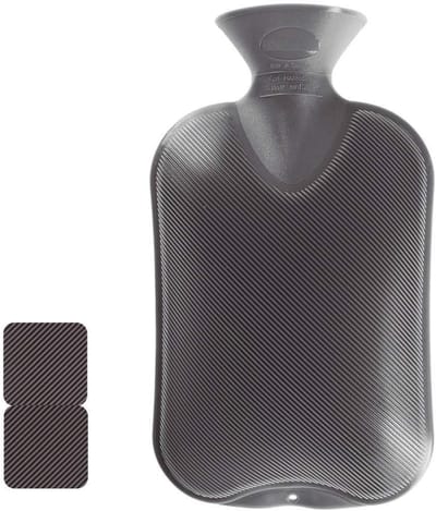 Famanu - Warmwaterkruik 2L met grijze fleece hoes – extra zachte kruik voor dagelijks gebruik