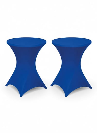 BRASQ Statafelrok Blauw - ∅80-74 x110 cm - Set van 2 - Statafelhoes - Stretch Rok - Tafelrok voor statafel