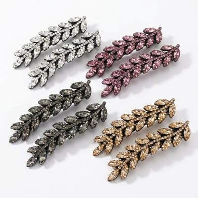 Goudkleurige en zilverkleurige haarspeld set met tarwe vorm haar clips voor dames – 8 stuks decoratieve haarspelden met steentjes, non slip grip, geschikt voor fijn en dun haar, meerdere kleuren assortiment