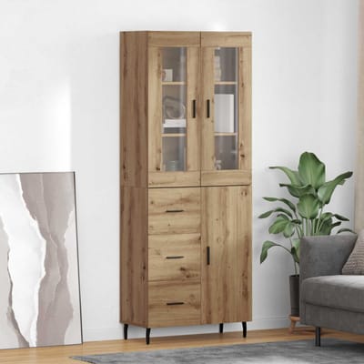 vidaXL - Highboard - 2 - st - Artisan - Eiken - 69,5 - x - 34 - x - 180 - cm - Bewerkt - hout