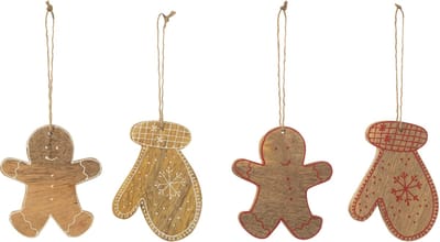 J-Line hanger Handschoen Man - mango hout - mix - 4 stuks