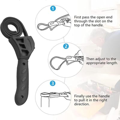 Dailygoods- Bandsleutel 19,7 Inch - Verstelbare Riem - Universele Oliefiltersleutel - Potdeksels Sleutel - Duurzaam Rubber - Schadevrije Grip - Riemsleutel
