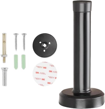Deurstopper Staal - Deurvanger Wandmontage - Bescherming Muur - Zonder Boren - 18 cm - Zwart