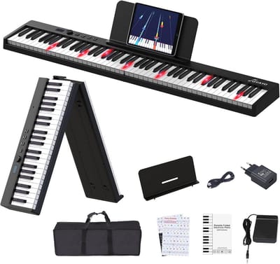 Opvouwbare Piano - Elektrisch Keyboard - Muziek Leren Spelen - Verlichte Toetsen - 88 Toetsen - Zwart