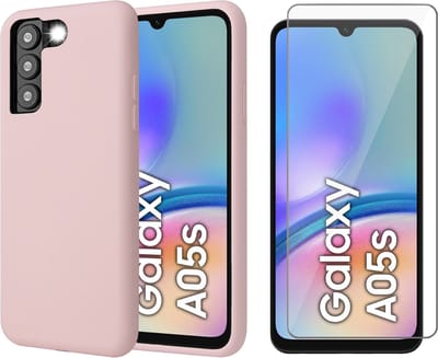 Hoesje geschikt voor Samsung Galaxy A05s - Screenprotector Glas - Mat Back Case Roze