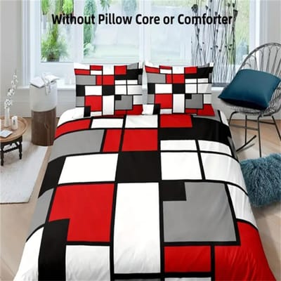 Geometrische Dekbedovertrekset, Modern Abstract Omkeerbaar Microvezel Beddengoed met Ritssluiting, Machinewasbaar, Inclusief 1 Dekbedovertrek EU Twin135x200cm white