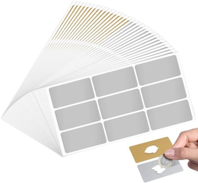 Dailygoods - Krasstickers, krasloze krasstickers, krasetiketten om op te plakken, voor feestjes, spelletjes, cadeau, ansichtkaart, knutselwerk (goud/zilver)
