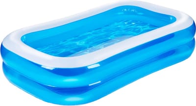 Eddy Toys Opblaas Zwembad - Opblaasbaar Zwembad met Drainageplug en Reparatiepatch - Kinderbad en Peuterbad - 207 x 132 x 46 cm - Kinderzwembad - Opblaasbare Zwembaden - Blauw