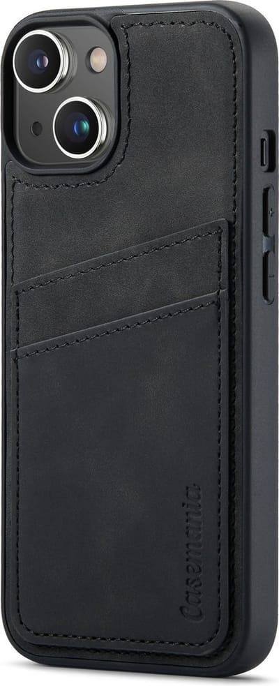 Casemania Hoesje Geschikt voor Apple iPhone 15 Plus - met Pasjeshouder Charcoal Gray - Back Cover met Kaarthouder