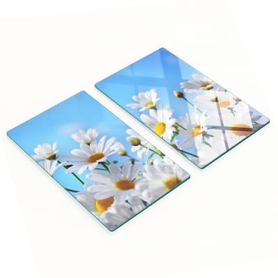 Geharde multifunctionele decoratieve glazen borden met madeliefjesmotief, 2x30x52 cm