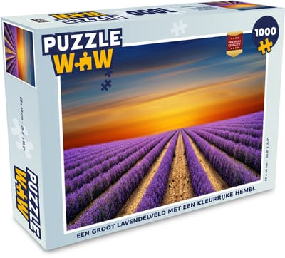 Puzzel Een groot lavendelveld met een kleurrijke hemel - Legpuzzel - Puzzel 1000 stukjes volwassenen