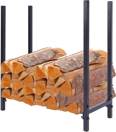 Brandhout Rek - Hout Opslag - Haard Decoratie - Verhoogde Bodem - 60 x 60 x 25 cm - Zwart