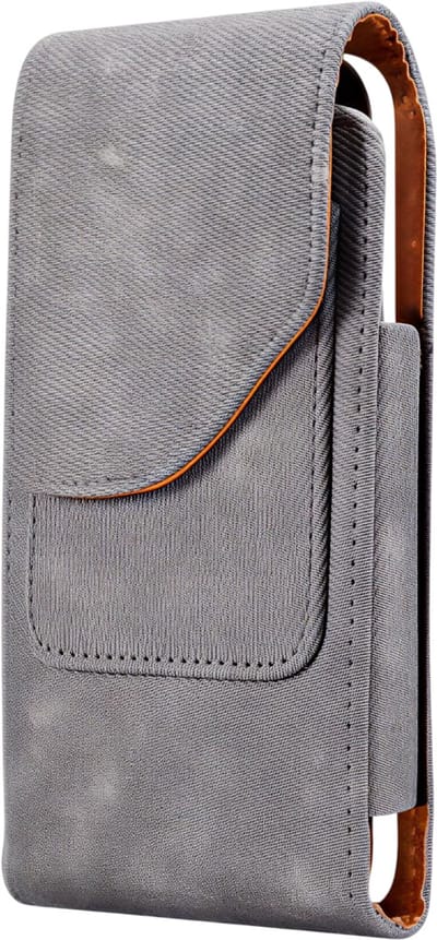 Universele telefoonhoes met magnetische sluiting – Maat 6.1 inch – Grijs – functionele mobiele tas – heuptas stijl – houdt je telefoon veilig en binnen handbereik – ideaal voor reizen, wandelen of dagelijks gebruik