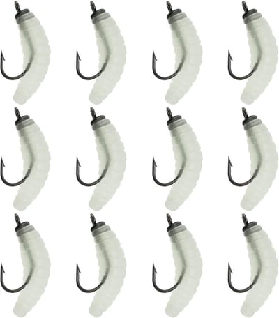 Dailygoods- Rubber Aas 12 Stuks - Rubber Maden - Vis Aas - Zoetwater/Zoutwater - Flexibel - Lichtgevend Effect - Visaas