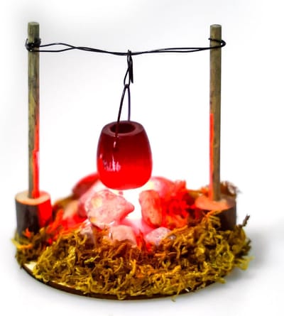 Mini-kampvuur met LED-verlichting voor poppenhuis en miniatuurtuin