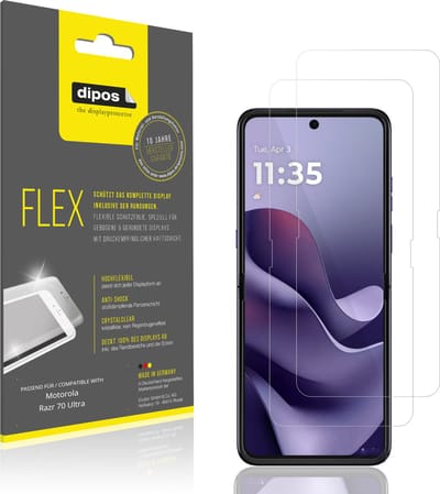 dipos – 2x Beschermfolie geschikt voor Motorola Razr 70 Ultra Innenseite | 3D Full Cover Screenprotector | 100% Passend