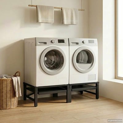 vidaXL - Wasmachine - voet - 2 - st - Zwart - 124,5 - x - 61,5 - x - 32,5 - cm - Staal