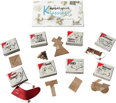 Set van 8 Klassieke Behendigheidspuzzels in Geschenkverpakking