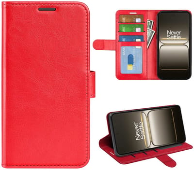 MobyDefend Hoesje - Geschikt voor OnePlus Nord 5 - Wallet Book Case (Sluiting Achterkant) - Rood