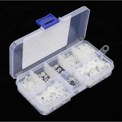 500 pièces M2 M6 Rondelle plate en nylon Joint Rondelles plates Kit d'assortiment avec boîte (blanc) blanc