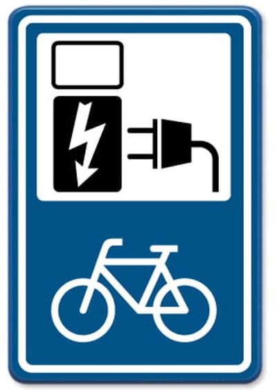 Bord oplaadpunt fietsen - blauw - Weerbestendig Aluminium - 40x60 cm - Bevestiging: Zonder bevestiging (alleen het bord)