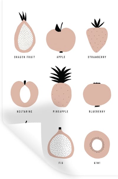 Muurstickers - Sticker Folie - Fruit - Pastel - Design - 20x30 cm - Plakfolie - Muurstickers Kinderkamer - Zelfklevend Behang - Zelfklevend behangpapier - Stickerfolie