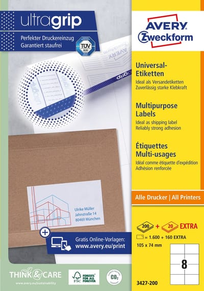 Etiket avery 3427 105x74mm wit 1600st | 5 stuks