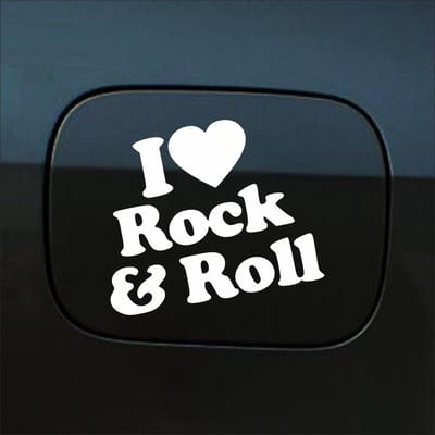 Bumpersticker - I Love Rock & Roll - 10,3 X 12,6 - Wit