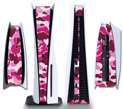 Gadgetpoint - Console Sticker Strip voor PS5, PlayStation 5 - Performance Gaming Skin - Bescherming Accessoires - Camo - Roze