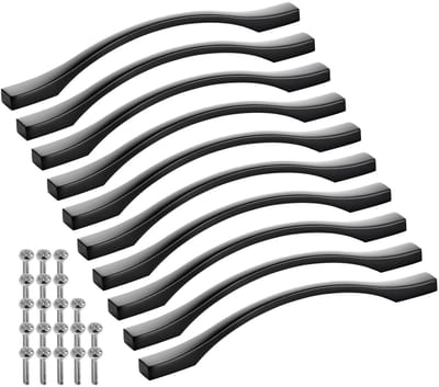 SOTECH 10 stuks aluminium meubelgrepen BLACKLINE XV BA 160 mm mat zwart (lengte 196 mm, breedte 13,5 mm, hoogte 26 mm) keukengrepen dressoirgrepen