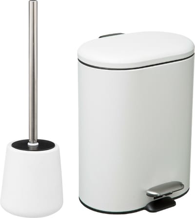 5Five Badkamer/toilet accessoires - WC-borstel en pedaalemmer 6L - wit