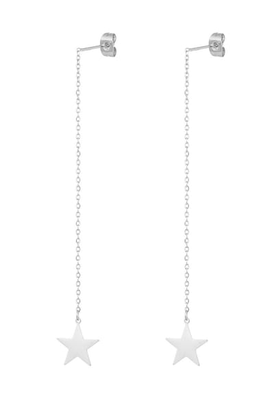 Oorbellen lang ster - zilver