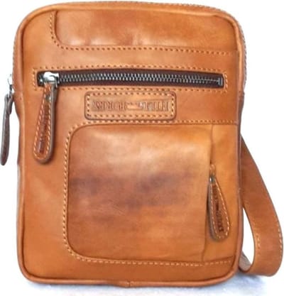 Hillburry leren crossbodytas cognac