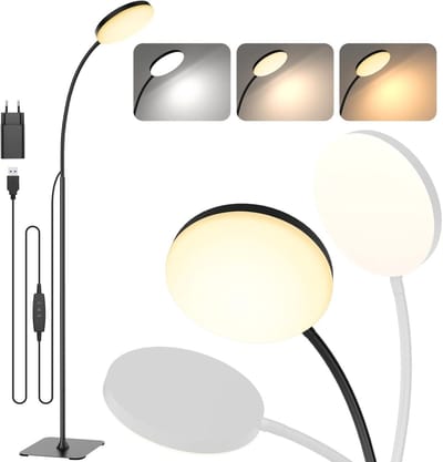 SNJY® Hoeklamp - Staande Lampen Woonkamer - Vloerlampen Woonkamer - 3 Kleuren - 10 Helderheden - Zwart
