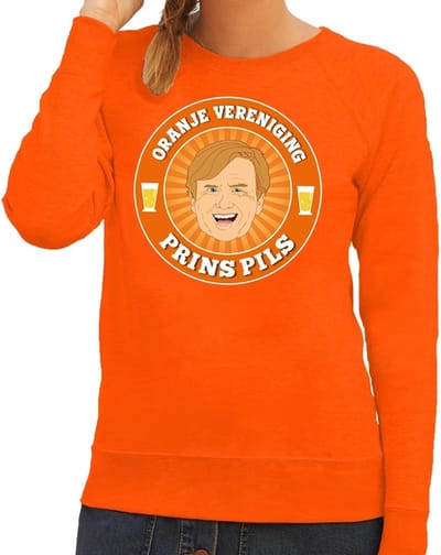 Oranje vereniging Prins Pils sweater / trui oranje dames - Koningsdag kleding XS