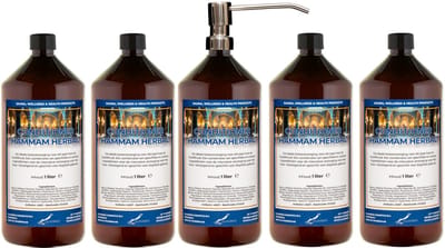 Hairconditioner Hammam Herbal 1 liter met luxe RVS zilverkleurige pomp - set van 5 stuks