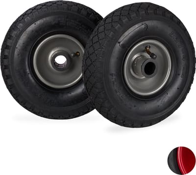 steekwagenwiel - 3.00-4" - set van 2 - luchtband - stalen velg - tot 100 kg - zwart-grijs