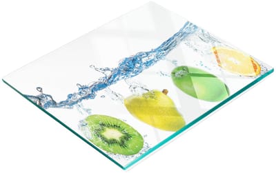 Gehard multifunctioneel decoratief bord van glas met fruit- en watermotief, 60x52 cm