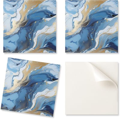 Set zelfklevende vinyltegels met abstract golven- en stippenpatroon, 20x20x20 cm