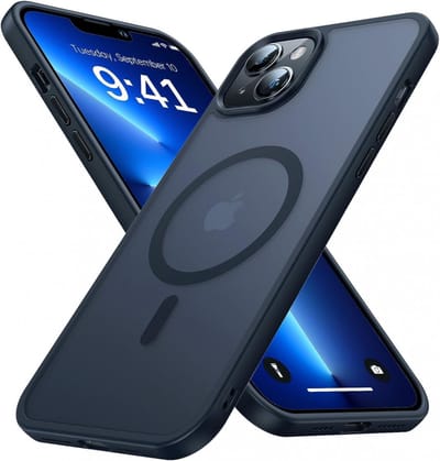 Hoesje Geschikt voor Apple iPhone 14 - Compatibel met MagSafe - Matte Beschermhoes - Back Cover met Magneet - Geschikt voor Draadloos Opladen met Magnetische Ring - Zwart