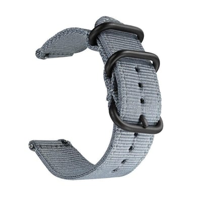 DrPhone SWB1 - Smart Watch Bandje - Roestvrij Staal Gesp - Nylon - 18mm - Grijs