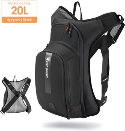 CarryQuest® - 20L Professionele Sport Rugzak - Polyester Fietsrugzak Waterzak Compatibel - Ademend Mesh - Reflecterende Strips - Rugventilatie - 45x32x6 cm - Zwart