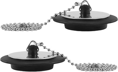 Badstop Doucheafvoer - Badplug Afvoerstop - Water Dicht Maken - Roestvrij Stalen Ketting - 6.6 cm - Zilver