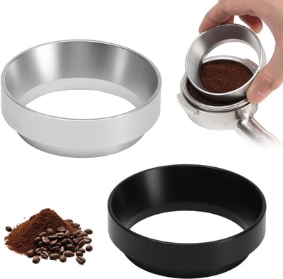 2 stuks, 58 mm, koffiedoseerring, magnetische espresso trechter, zeefhouder, doseertrechter, afwasbaar, Barista-accessoires voor koffiemachine (zilverzwart)