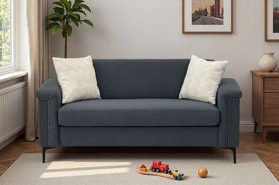 MODFU 2-Zitsbank - Pocketvering En Brede Armleuningen - Scandinavisch - Voor Woonkamer - Hout En Metaal - Donkergrijs - 172 X 72 X 82 Cm
