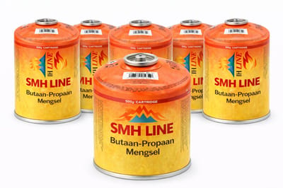 SMH LINE® Gasflessen - Gascartouche - 6x 500g - EN417 Schroefventiel - Ø 12x12,5cm