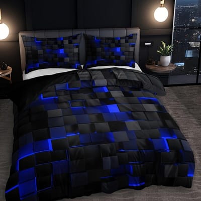 Dekbedovertrekset (1*Dekbedovertrek+2*Kussensloop), Rode Ruitprint Beddengoedset Zachte Comfortabele Dekbedovertrek Voor Slaapkamer 140X210cm