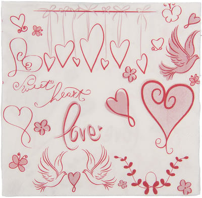 Clayre & Eef Servetten Papier Set van 20 33x33 cm Wit Papier