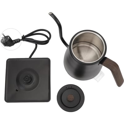 Bouilloire Électrique Col de Cygne Acier Inoxydable Arrêt Automatique Poignée Ergonomique Éviter les Ébouillantages Verser 2 noir