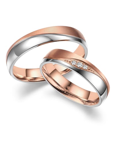 Jonline SET Trouwringen Edelstaal Rosé Zirkonia | Vriendschapsringen | Relatie ringen